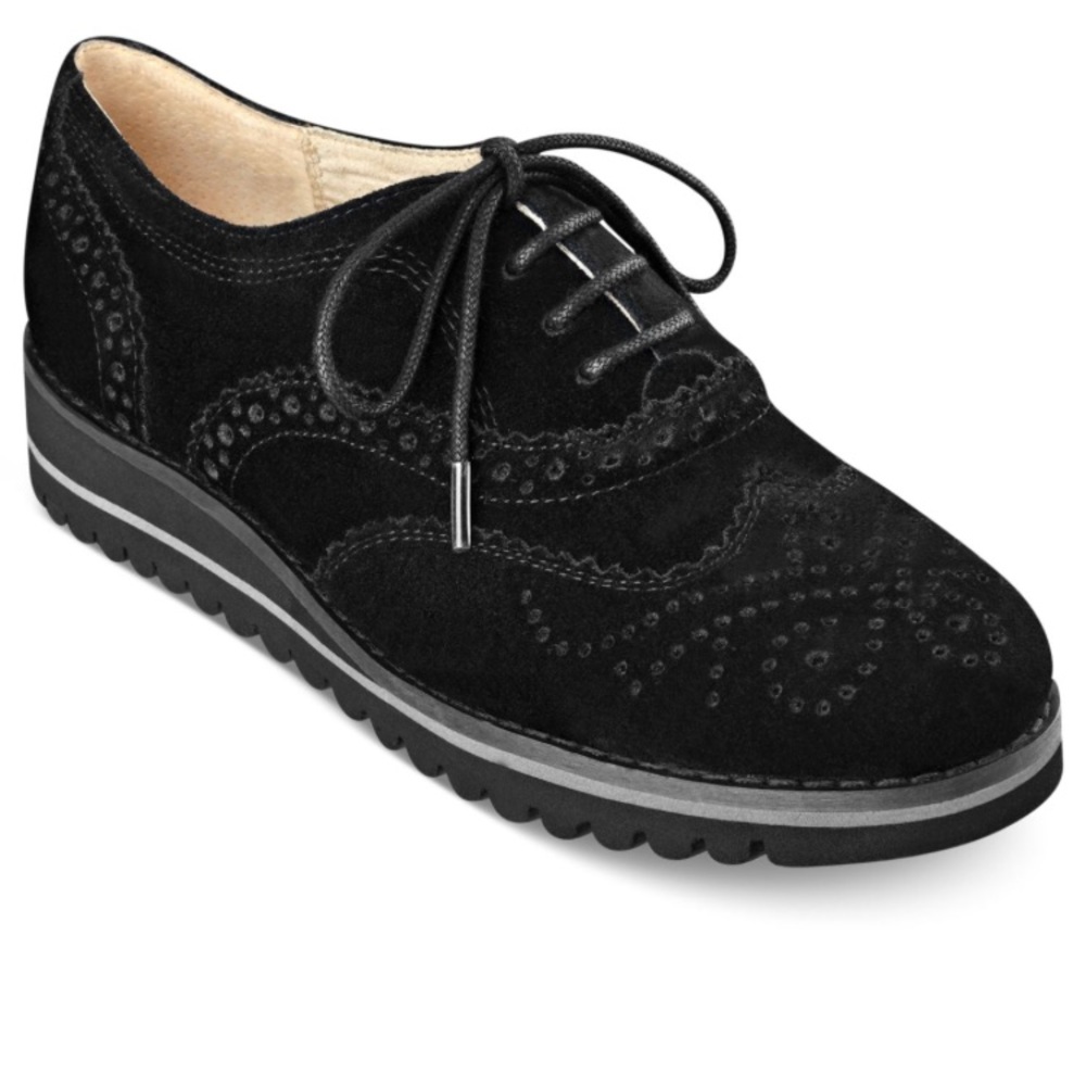 Marc fisher rhino black suede platform oxfords